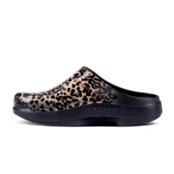 'OOFOS' Women's OOcloog Luxe Pixel Clog - Black / Black Leopard -Outlet Shoes Store 1203BLKLEOPRD shot4 1024x1024@2x