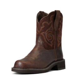 'Ariat' Women's 8" Fatbaby Heritage Tess Western Round Toe - Forest Brown / Jamocha -Outlet Shoes Store S22 WMS WEST 10040264 3 4 front 1024x1024@2x